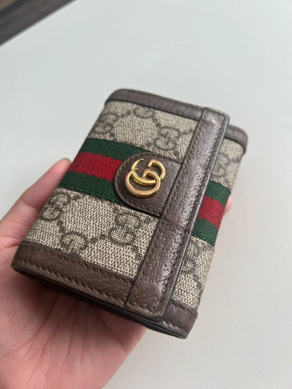 Gucci Brown GG Supreme Wallet with Green-Red Web TRIFOLD - Picture 10 of 14